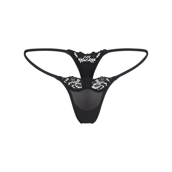 SKIMS *SET* FITS EVERYBODY LACE STRING THONG in ONYX & ONYX BLOOD - Picture 6 of 9